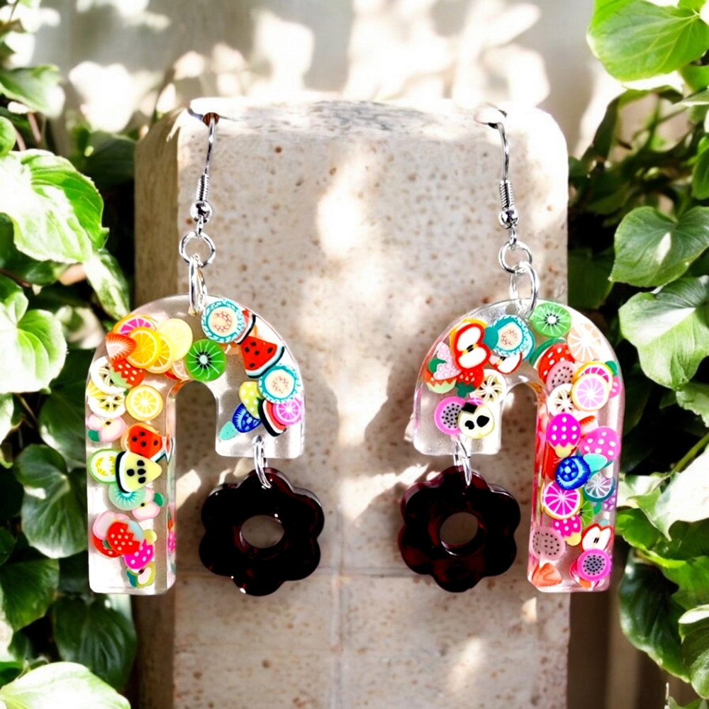 Handmade Resin Earrings/Fruit Polymer Clay sprinkles
